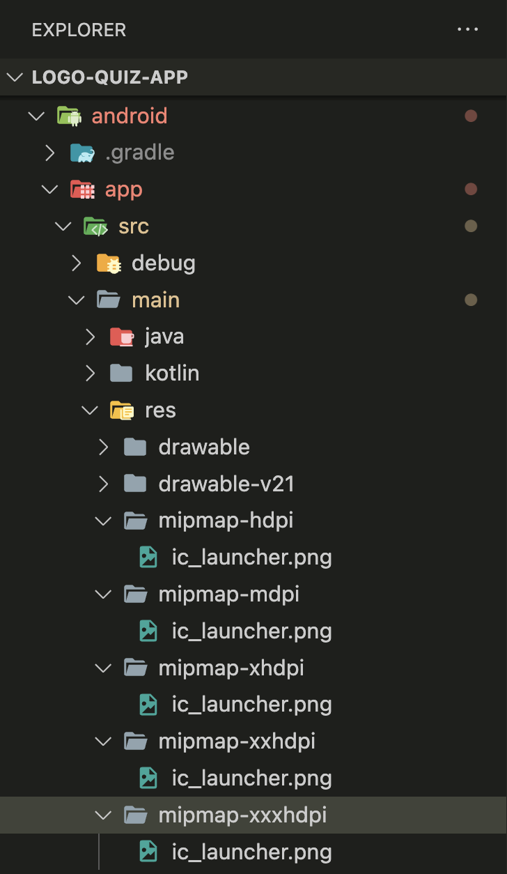 Android app icon folder