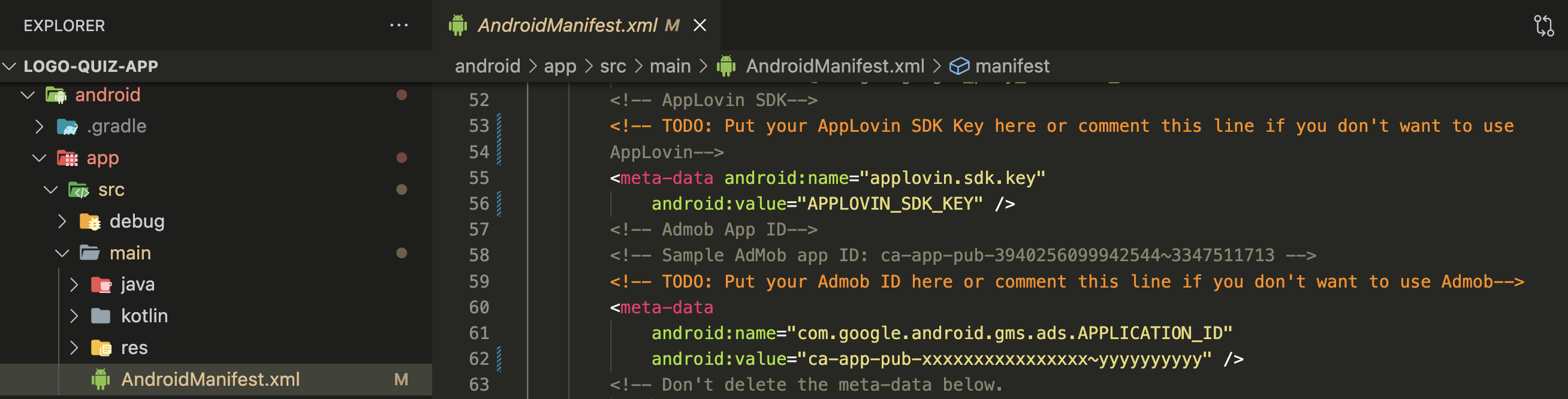 AppLovin config in setup.html