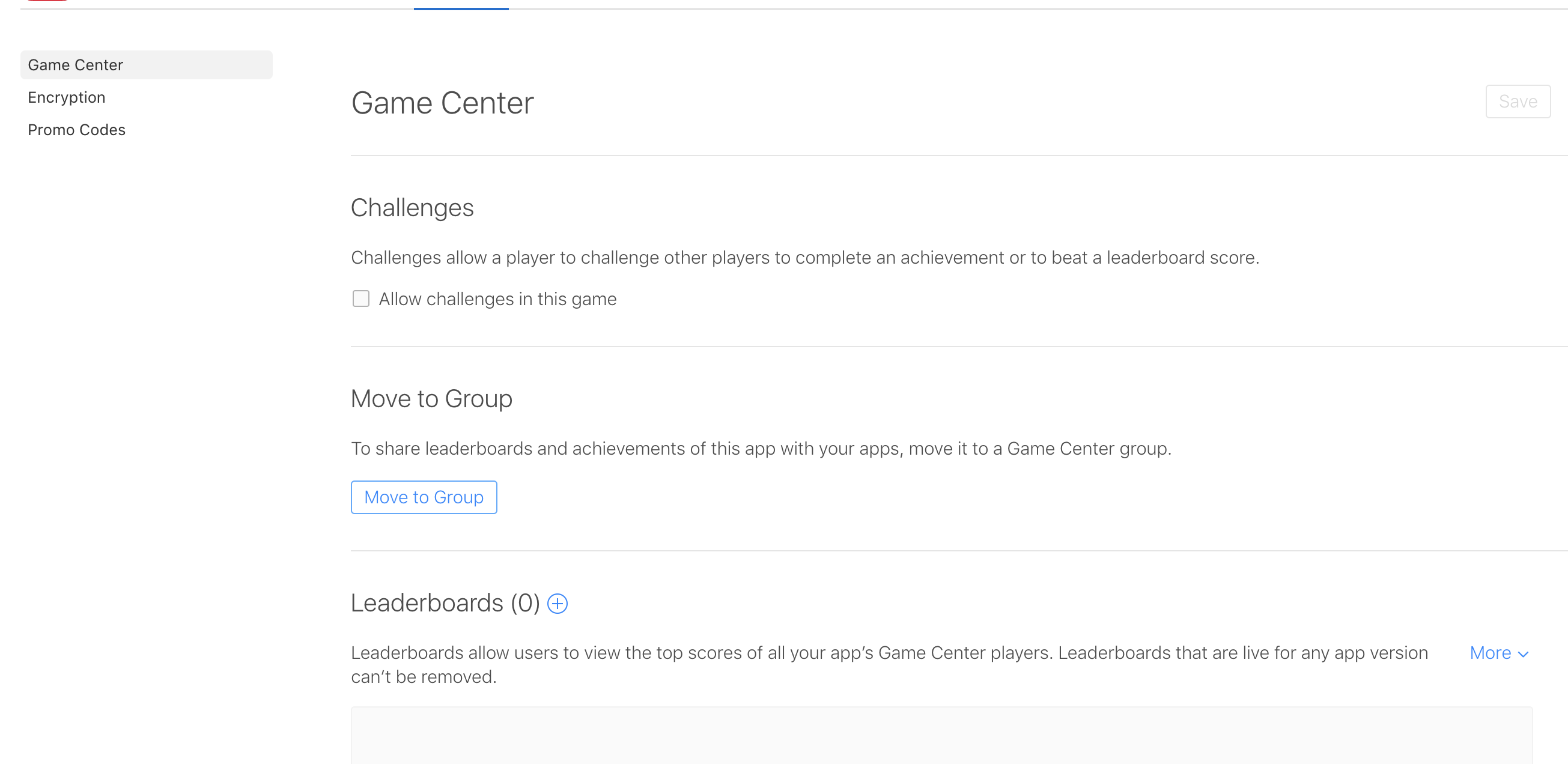 App Store Connect Game Center