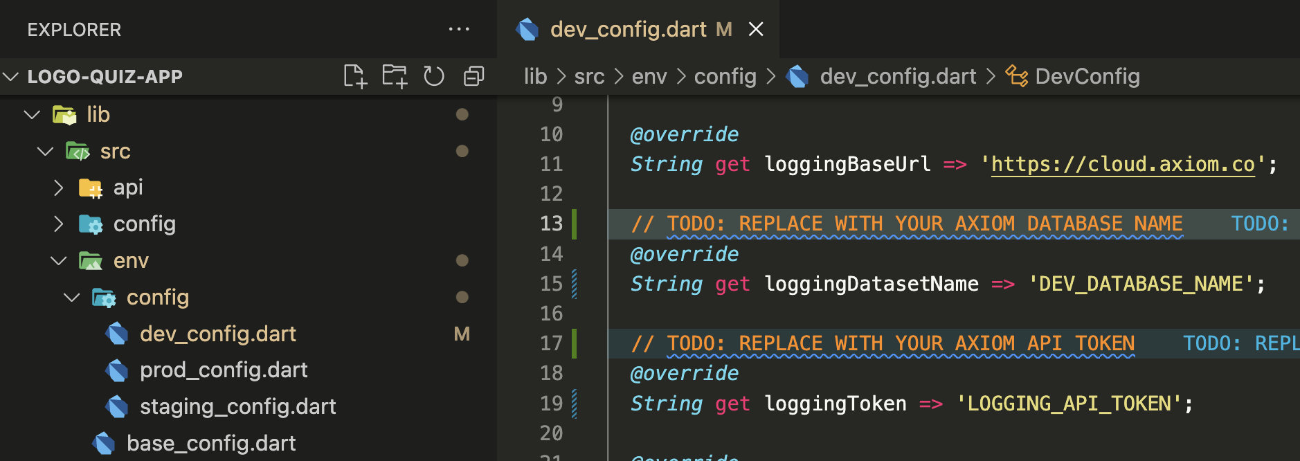Axiom config in setup.html